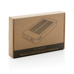 Batterie publicitaire de secours solaire 10.000mAh en bambou Sunwick