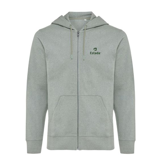 Sweat publicitaire à capuche avec zip en coton recyclé Iqoniq Abisko