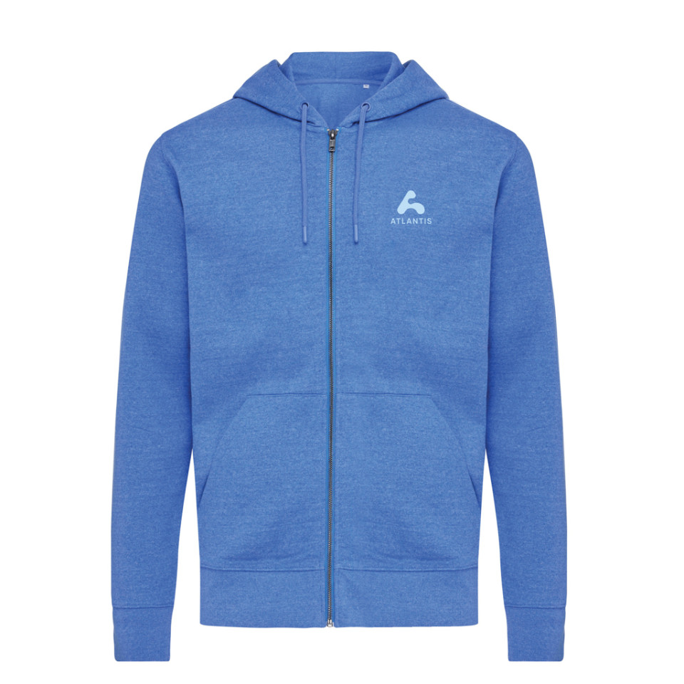 Sweat publicitaire à capuche avec zip en coton recyclé Iqoniq Abisko