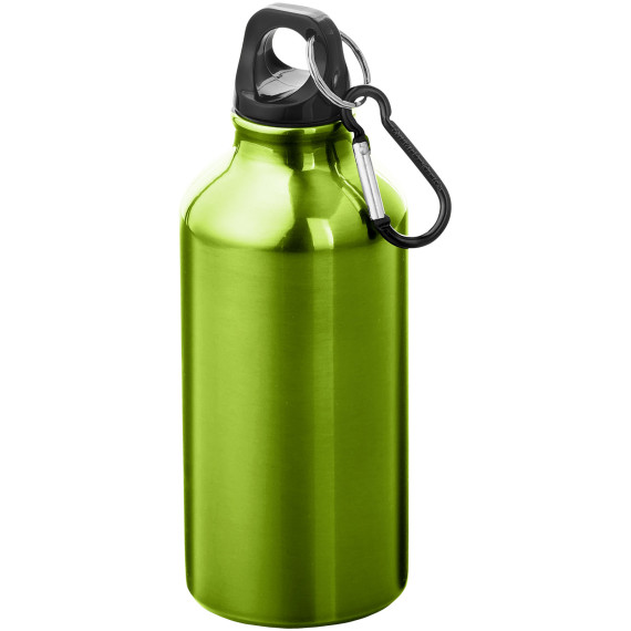 Bouteille publicitaire d'eau Oregon de 400 ml en aluminium recyclé certifié RCS avec mousqueton