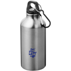 Bouteille publicitaire d'eau Oregon de 400 ml en aluminium recyclé certifié RCS avec mousqueton