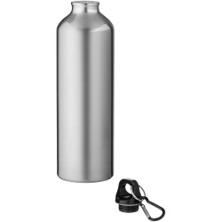 Bouteille publicitaire d'eau Oregon de 770 ml en aluminium recyclé certifié RCS avec mousqueton