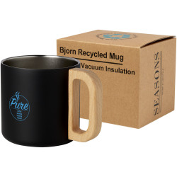 Tasse publicitaire Bjorn de 360 ml en acier inoxydable recyclé certifiée RCS avec isolation sous vide et couche de cuivre