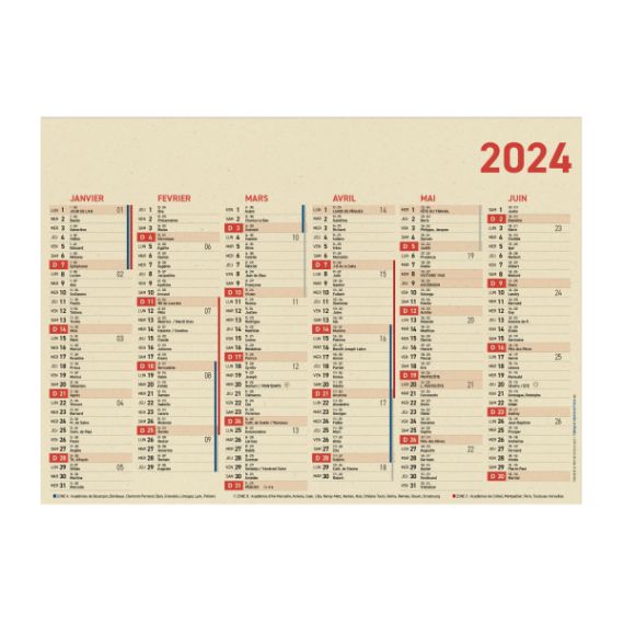 Calendrier bancaire personnalisable en canne à sucre fabriqué en France