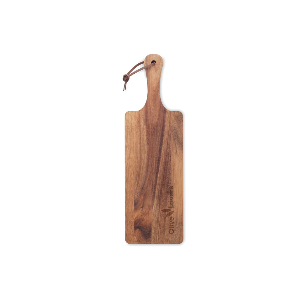 Planche de service personnalisée bois d’acacia avec poignée 38.5x11 cm Planche de service personnalisée bois d’acacia avec poignée 38.5x11 cm