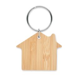 Porte-clés en bambou forme maison personnalisé