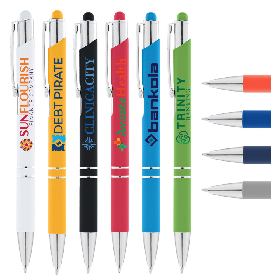 Stylo stylet personnalisé quadrichromie express Goldstar® B-Crosby soft touch