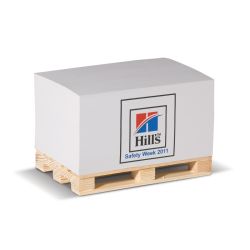 Bloc cube mémo papier publicitaire fabriqué en Europe sur palette bois 120x80x60 mm