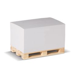 Bloc cube mémo papier publicitaire fabriqué en Europe sur palette bois 120x80x60 mm