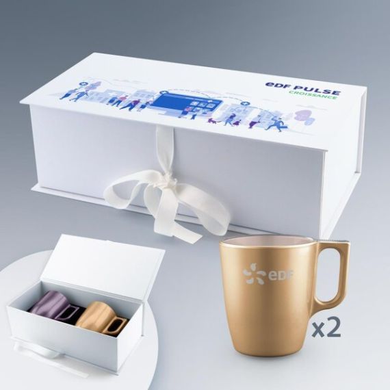 Coffret cadeau personnalisable de 2 mugs Luminarc fabriqué en France 25cl