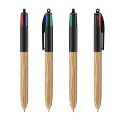 Stylo 4 couleurs publicitaire fabriqué en France BIC® Wood Style Effet bois