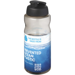 Bouteille publicitaire de sport H2O Active® Eco Big Base de 1 litre à couvercle rabattable fabriqué en Europe