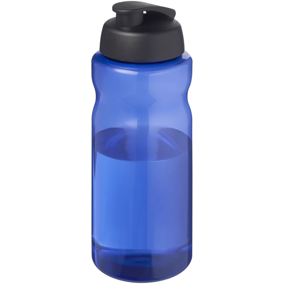 Bouteille publicitaire de sport H2O Active® Eco Big Base de 1 litre à couvercle rabattable fabriqué en Europe