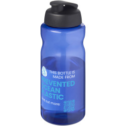 Bouteille publicitaire de sport H2O Active® Eco Big Base de 1 litre à couvercle rabattable fabriqué en Europe