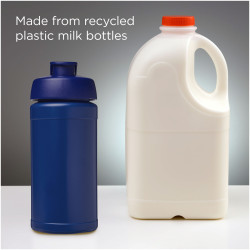 Bouteille publicitaire de sport Baseline de 500 ml recyclée avec couvercle rabattable fabriqué en Europe