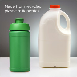 Bouteille publicitaire de sport Baseline de 500 ml recyclée avec couvercle rabattable fabriqué en Europe