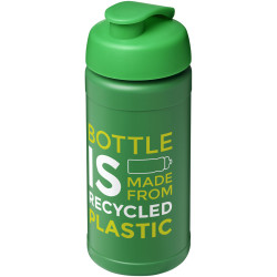 Bouteille publicitaire de sport Baseline de 500 ml recyclée avec couvercle rabattable fabriqué en Europe