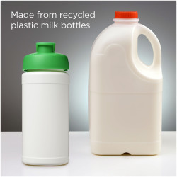 Bouteille publicitaire de sport Baseline de 500 ml recyclée avec couvercle rabattable fabriqué en Europe