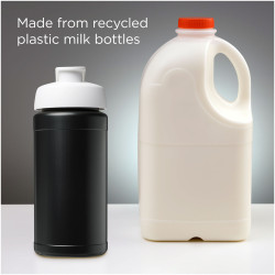 Bouteille publicitaire de sport Baseline de 500 ml recyclée avec couvercle rabattable fabriqué en Europe