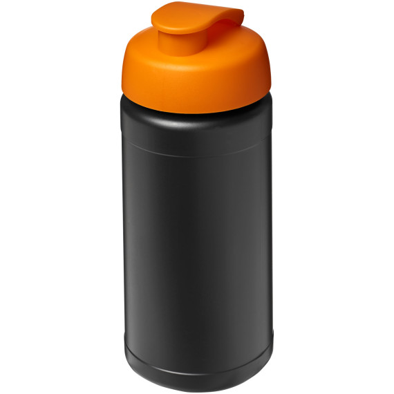 Bouteille publicitaire de sport Baseline de 500 ml recyclée avec couvercle rabattable fabriqué en Europe