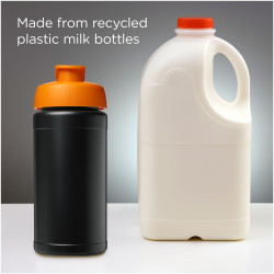 Bouteille publicitaire de sport Baseline de 500 ml recyclée avec couvercle rabattable fabriqué en Europe