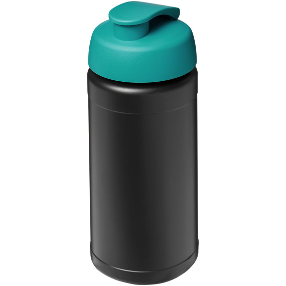 Bouteille publicitaire de sport Baseline de 500 ml recyclée avec couvercle rabattable fabriqué en Europe