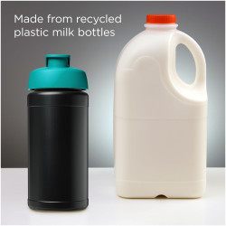 Bouteille publicitaire de sport Baseline de 500 ml recyclée avec couvercle rabattable fabriqué en Europe