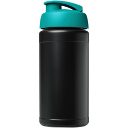 Bouteille publicitaire de sport Baseline de 500 ml recyclée avec couvercle rabattable fabriqué en Europe