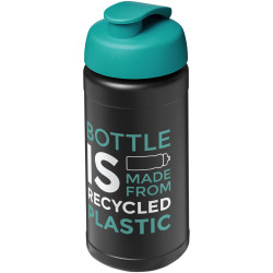 Bouteille publicitaire de sport Baseline de 500 ml recyclée avec couvercle rabattable fabriqué en Europe