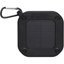 Haut-parleur publicitaire solaire Bluetooth® Solo de 3 W IPX5 en plastique recyclé certifié RCS avec mousqueton