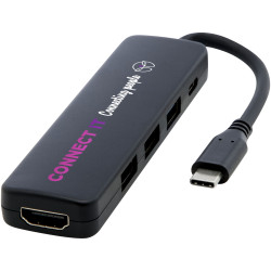 Adaptateur publicitaire multimédia en plastique recyclé Loop RCS USB 2.0-3.0 avec port HDMI