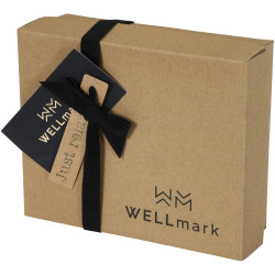 Coffret cadeau personnalisé avec sel de bain WELLmark 3 pièces de 200 ml fabriqué en Europe