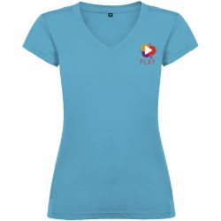 T-shirt publicitaire Victoria à col en V et manches courtes pour femme