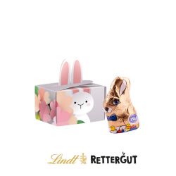 Coffret publicitaire avec mini lapin de pâques Lindt ou Rettergut