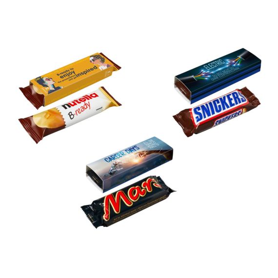 Barre chocolatée de marque Mars, Nutella, Snikers personnalisée