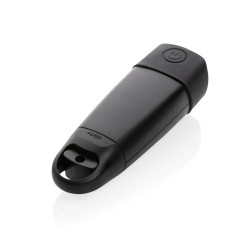 Torche publicitaire rechargeable par USB avec manivelle en plastique RCS recyclé