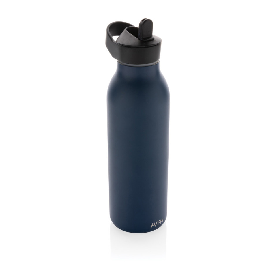 Bouteille publicitaire d'eau 500ml fliptop en acier inoxydable recyclé RCS Avira Ara