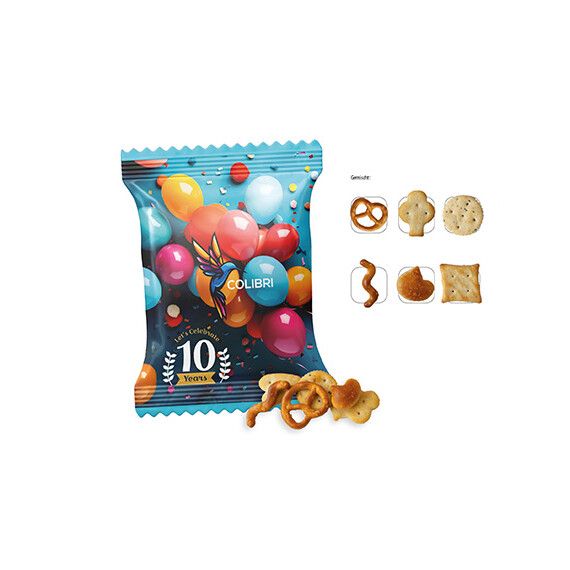 Mini bretzels et crakers et mini sticks personnalisés Party mix 10 g