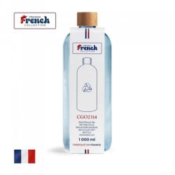 Bouteille personnalisée 100 % PET recyclé avec bouchon à vis en bois 1 litre Fabriquée en France