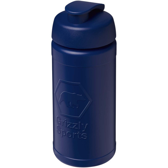 Bouteille publicitaire de sport Baseline Rise de 500 ml recyclée avec couvercle rabattable