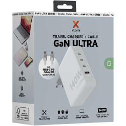 Chargeur publicitaire de voyage Xtorm XVC2140 GaN Ultra de 140 W avec câble USB-C PD de 240 W