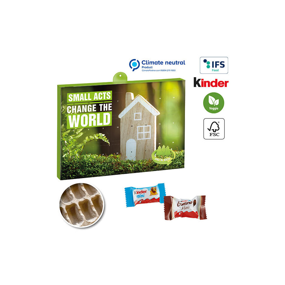 Calendrier de l'avent publicitaire fabriqué en Europe Premium Eco FSC recyclé Vegan 100 % recyclable