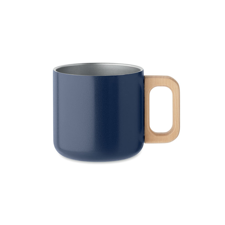 Mug personnalisé acier double paroi poignée en bois 350 ml