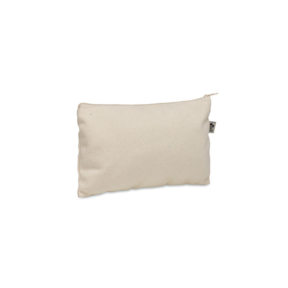 Pochette publicitairecosmétique en coton biologique avec fermeture éclair colorée Pesacara