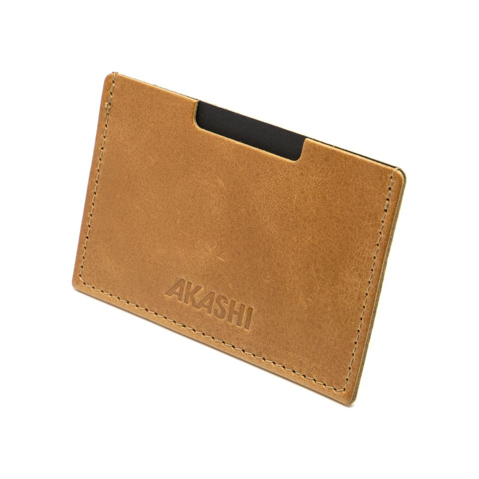 Porte carte publicitaire simple en cuir véritable fabriqué en Europe Akashi