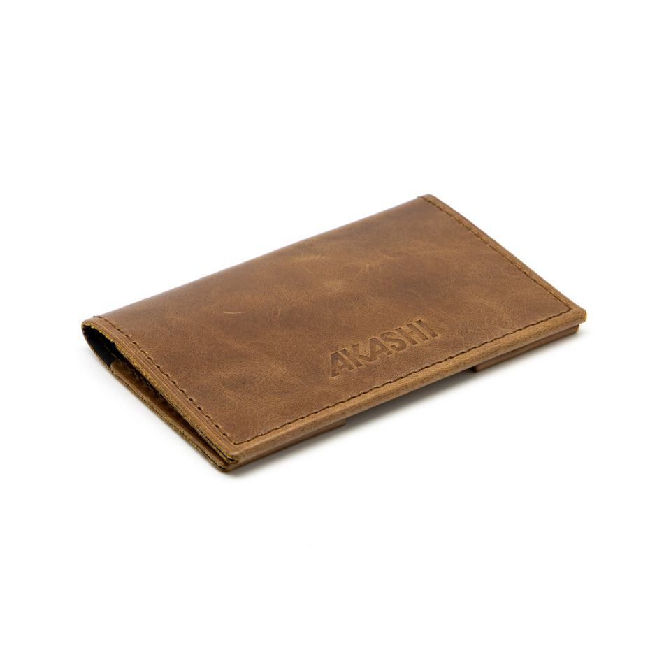 Porte-cartes folio publicitaire avec ou sans Anti-RFID en cuir véritable fabriqué en Europe 10 x 6,6 x 0,7 cm Akashi