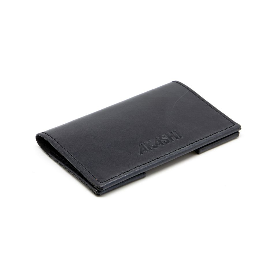 Porte-cartes folio publicitaire avec ou sans Anti-RFID en cuir véritable fabriqué en Europe 10 x 6,6 x 0,7 cm Akashi