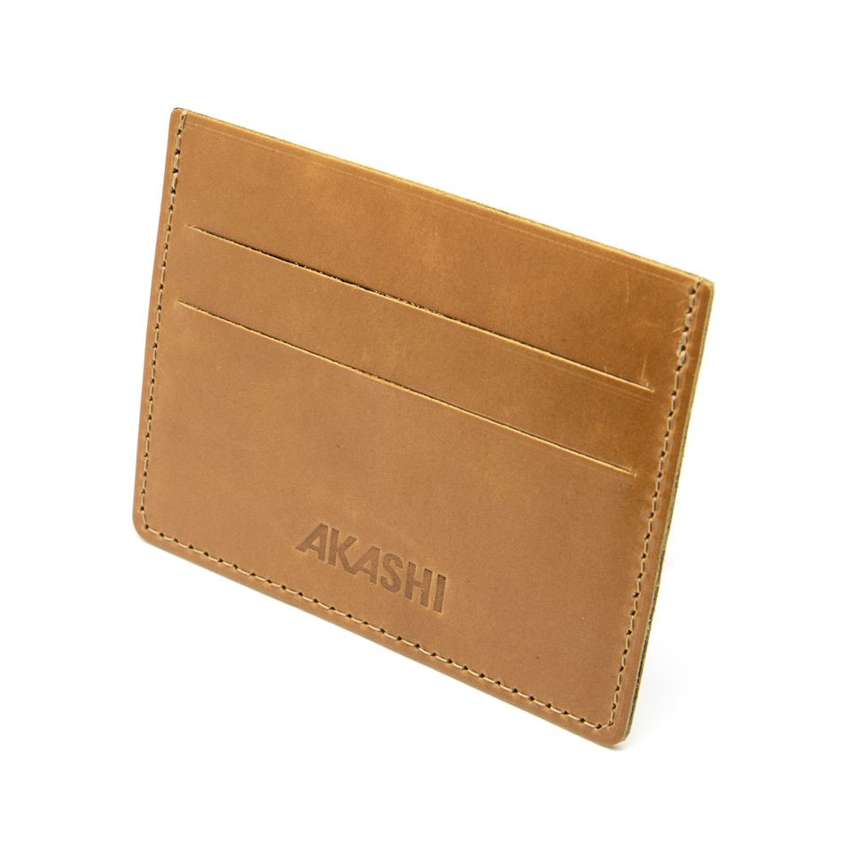 Porte-cartes publicitaire horizontal avec ou sans Anti-RFID en cuir véritable fabriqué en Europe 10,3 x 7,3 x 0,4 cm Akashi