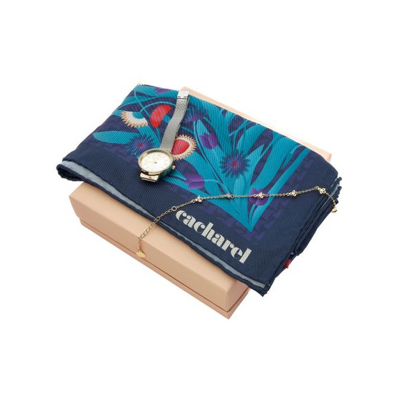 Parure publicitaire Cacharel (montre, bracelet & foulard)