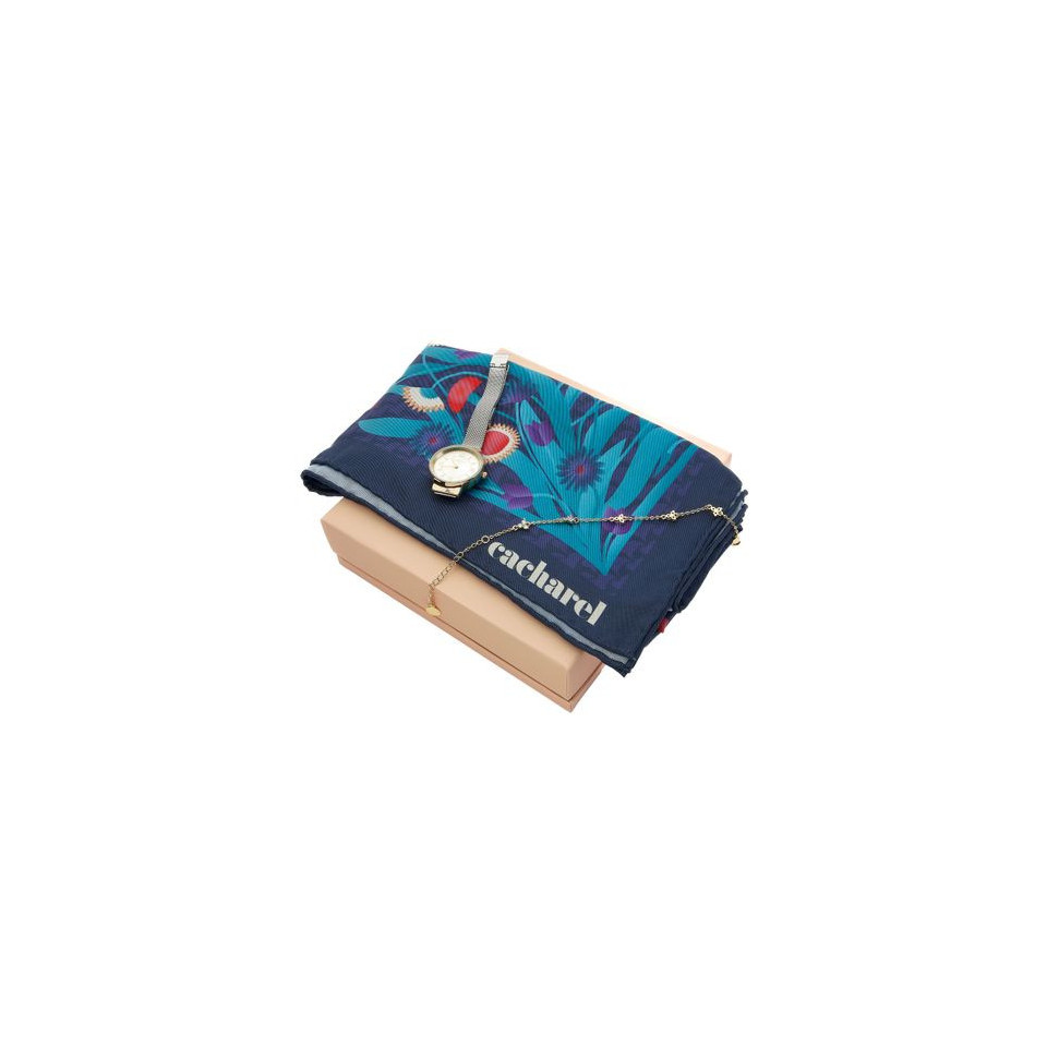Parure publicitaire Cacharel (montre, bracelet & foulard)